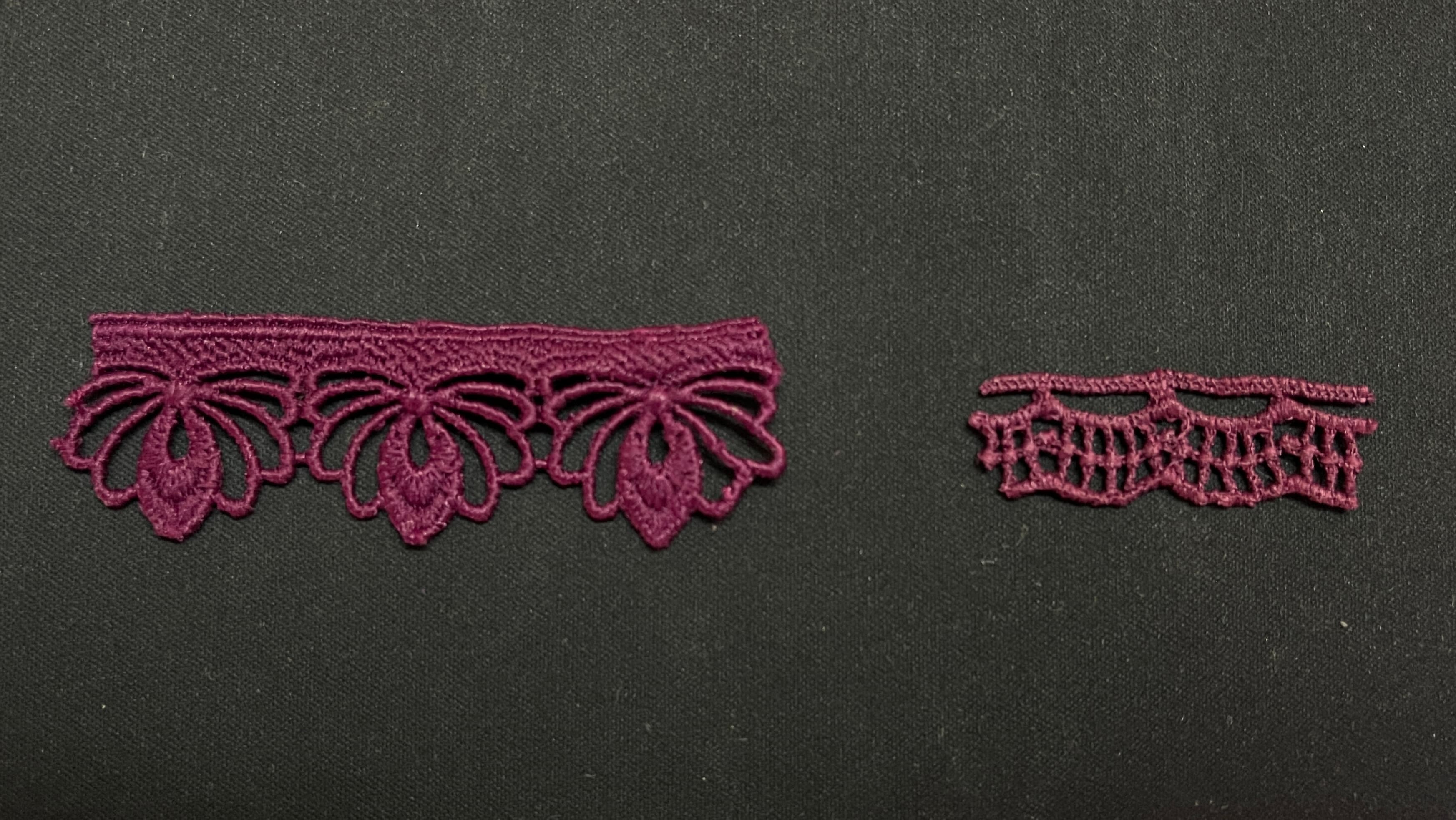 Wine / burgundy lace colour matching sample — Moin Dyeing Works Karachi